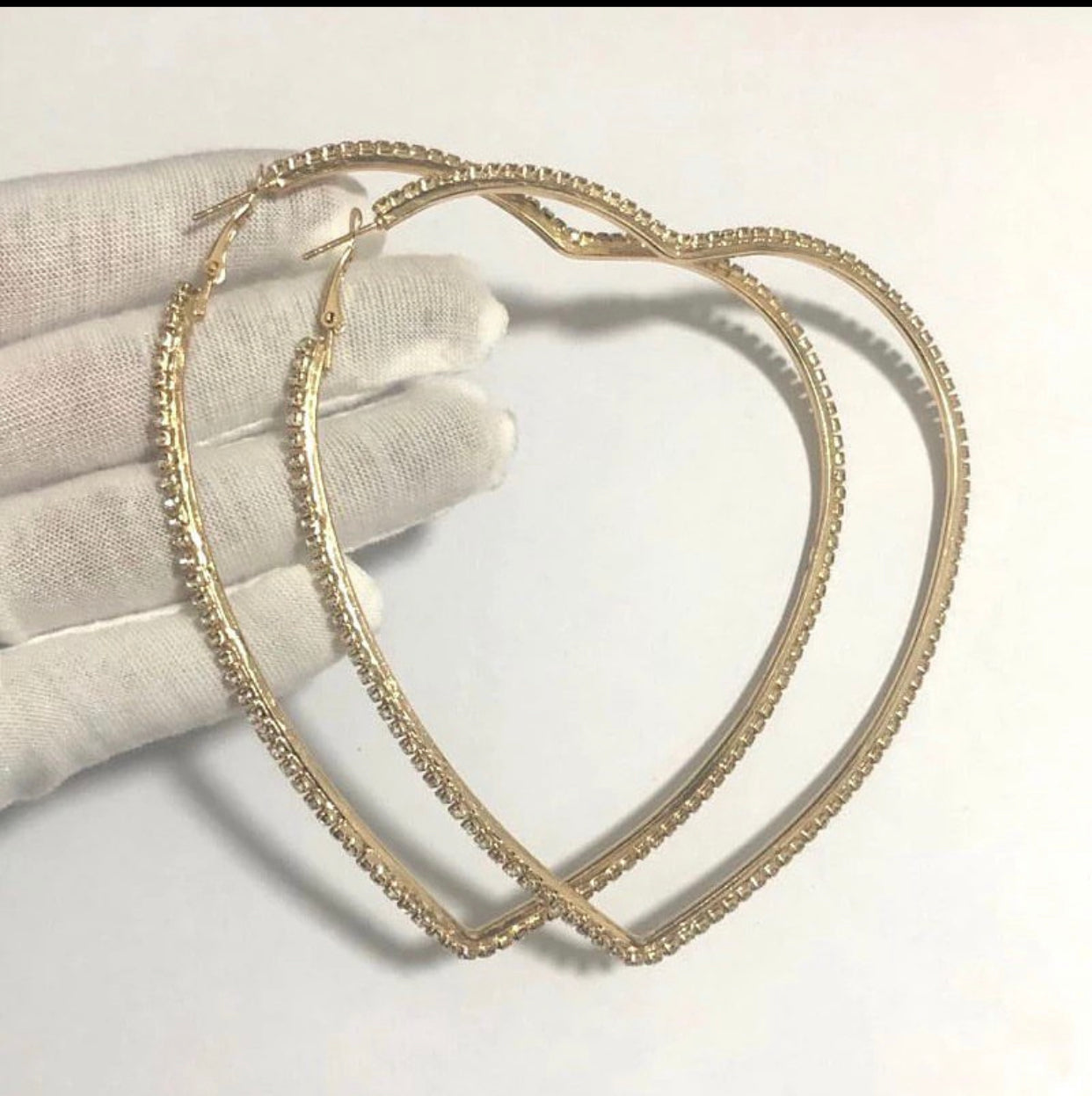 Rhinestones Heart Hoops✨